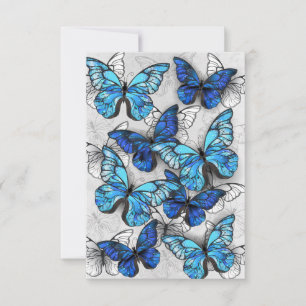 Tarjeta De Agradecimiento Composición de las mariposas blancas y azules