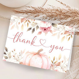 Tarjeta De Agradecimiento Comprimido de calabaza rosa caída Baby Shower dobl