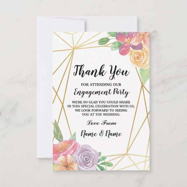 Tarjeta de agradecimiento Compromiso Boda Floral D (Anverso)