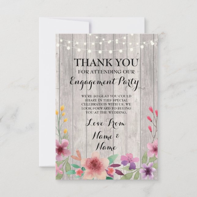 Tarjeta de agradecimiento Compromiso Boda Floral M (Anverso)