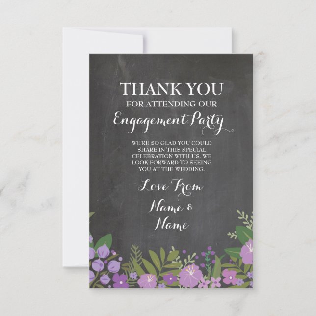 Tarjeta de agradecimiento Compromiso Boda Floral T (Anverso)