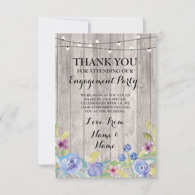 Tarjeta de agradecimiento Compromiso Boda Madera F (Anverso)