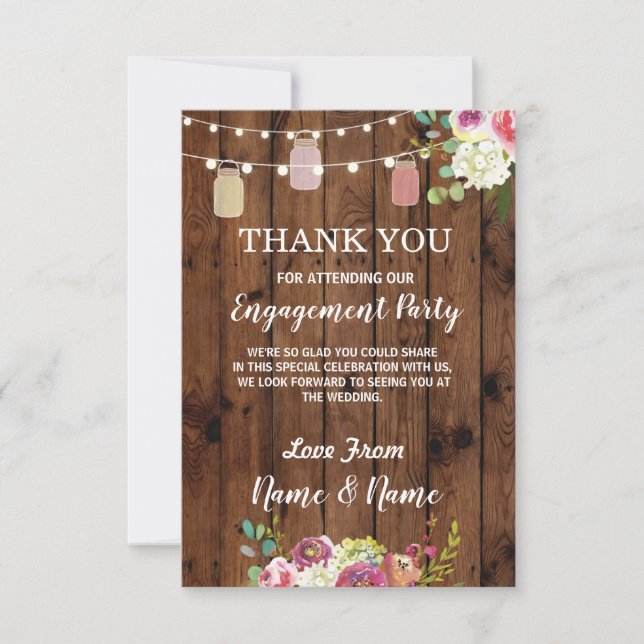 Tarjeta de agradecimiento Compromiso Bodas Floral (Anverso)