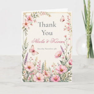 Tarjeta De Agradecimiento Compromiso de mariposa floral elegante