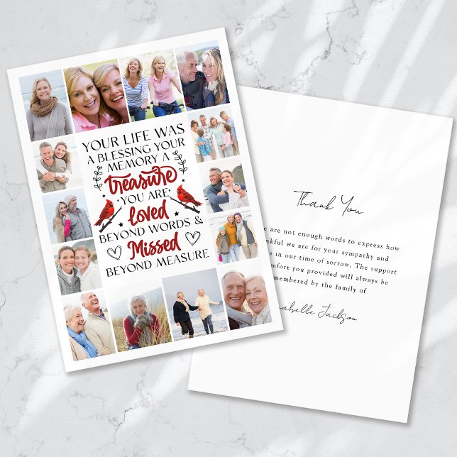 Tarjeta De Agradecimiento Compromiso del Cardenal Cita Collage Photo Funeral (Subido por el creador)