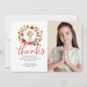 Tarjeta De Agradecimiento Comunión de fotos de color de agua floral gracias