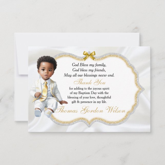 Tarjeta De Agradecimiento Comunión del bautismo de bebé gracias (Anverso)