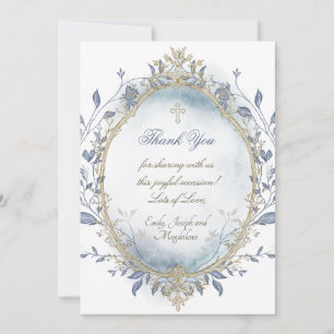 tarjeta de agradecimiento con acuarela azul y marc