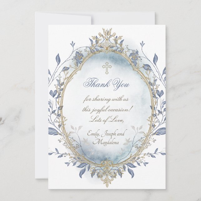 tarjeta de agradecimiento con acuarela azul y marc (Anverso)