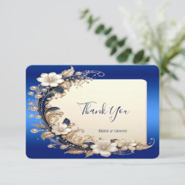 Tarjeta de agradecimiento con adorno floral blanco
