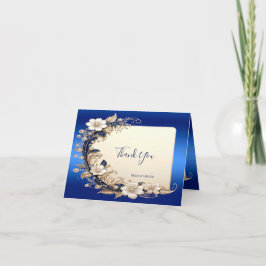 Tarjeta de agradecimiento con adorno floral blanco