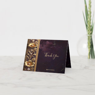 Tarjeta de agradecimiento con adorno floral dorado
