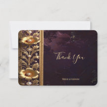 Tarjeta de agradecimiento con adorno floral dorado