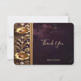 Tarjeta de agradecimiento con adorno floral dorado