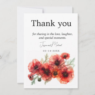 Tarjeta De Agradecimiento Con amapolas Scarlet Petal Serenade