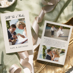 Tarjeta De Agradecimiento Con amor y gracias 3x Boda Foto Neutral