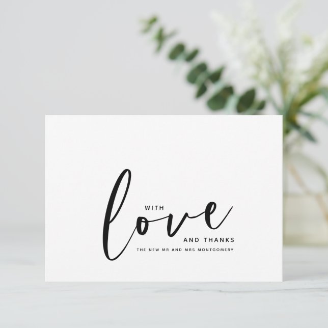 Tarjeta De Agradecimiento Con amor y gracias Boda (Anverso de pie)