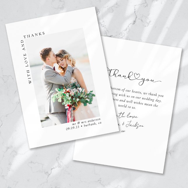Tarjeta De Agradecimiento Con amor y gracias Boda de fotos (Subido por el creador)