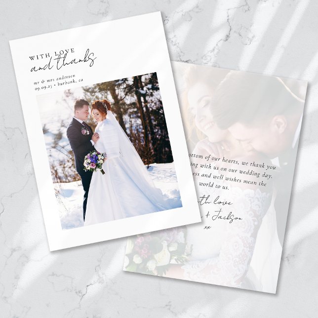 Tarjeta De Agradecimiento Con amor y gracias Boda de fotos (Subido por el creador)