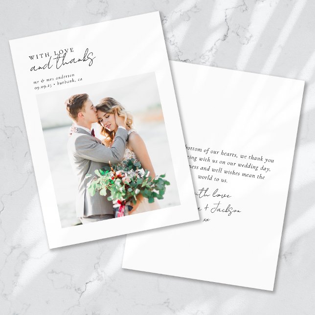 Tarjeta De Agradecimiento Con amor y gracias Boda de fotos (Subido por el creador)