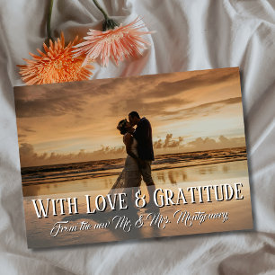Tarjeta De Agradecimiento Con amor y gratitud Boda Foto Champagne
