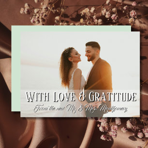 Tarjeta De Agradecimiento Con amor y gratitud Boda foto Sage Green