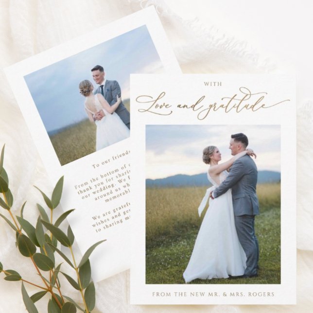 Tarjeta De Agradecimiento Con amor y gratitud, elegante Boda fotográfico Tha (Subido por el creador)