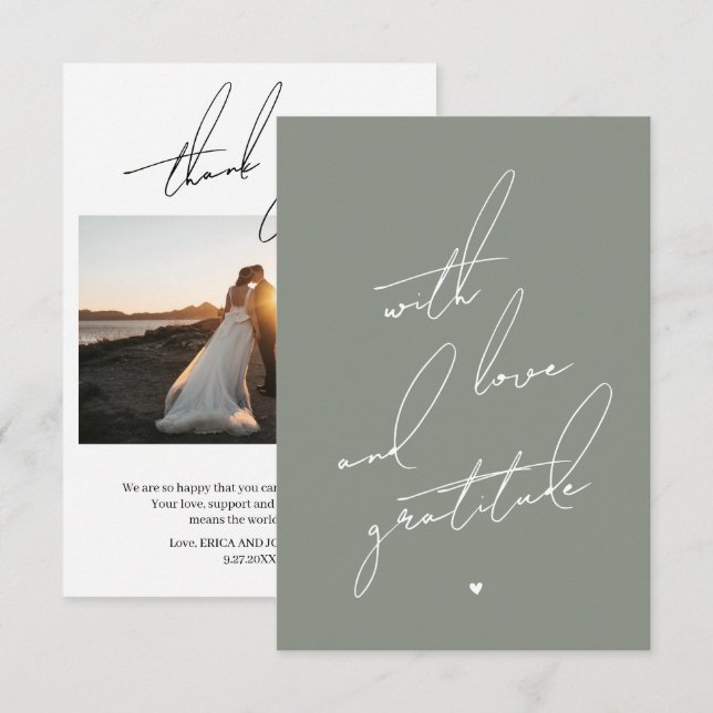 Tarjeta De Agradecimiento Con amor y gratitud mensaje preimpreso (Anverso / Reverso)