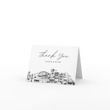 Tarjeta de agradecimiento con boceto del horizonte