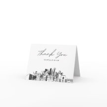 Tarjeta de agradecimiento con boceto del horizonte