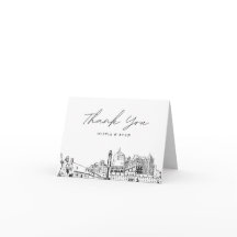 Tarjeta de agradecimiento con boceto del horizonte