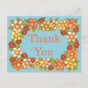 Tarjeta de agradecimiento con borde de flores