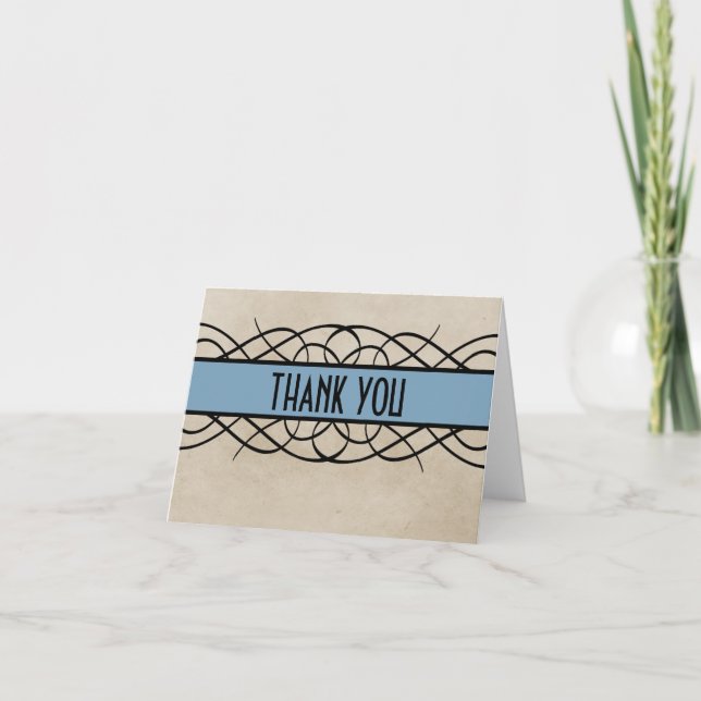 Tarjeta de agradecimiento con borde de floritura a (Anverso)