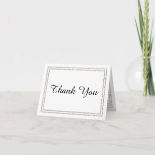 Tarjeta de agradecimiento con borde plateado chic