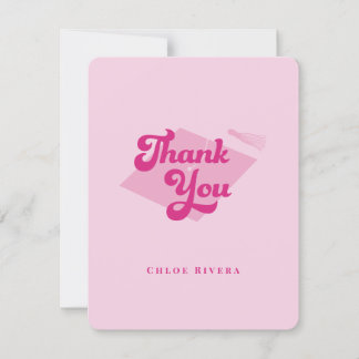 Tarjeta de agradecimiento con borla rosa