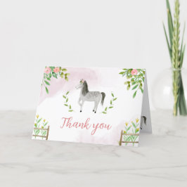 Tarjeta de agradecimiento con caballo y flores