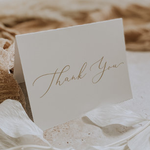 Tarjeta de agradecimiento con caligrafía delicada 