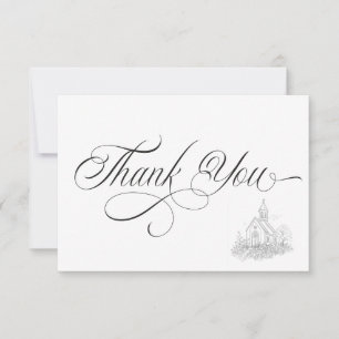 Tarjeta de agradecimiento con caligrafía para igle