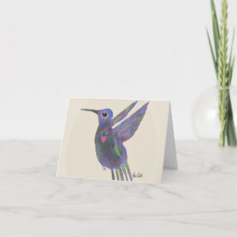 Tarjeta de agradecimiento con colibrí y corazón