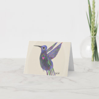 Tarjeta de agradecimiento con colibrí y corazón