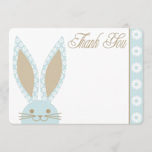 Tarjeta de agradecimiento con conejo azul Bunny
