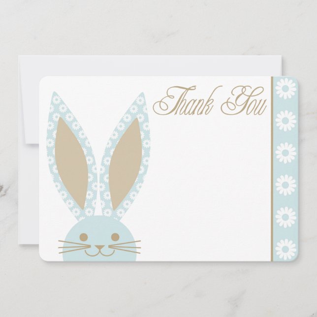 Tarjeta de agradecimiento con conejo azul Bunny (Anverso)