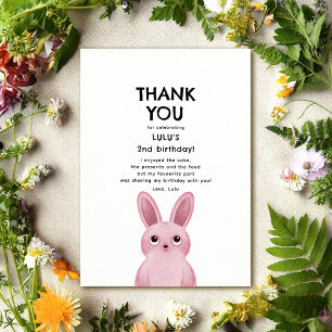 Tarjeta de agradecimiento con conejo rosa