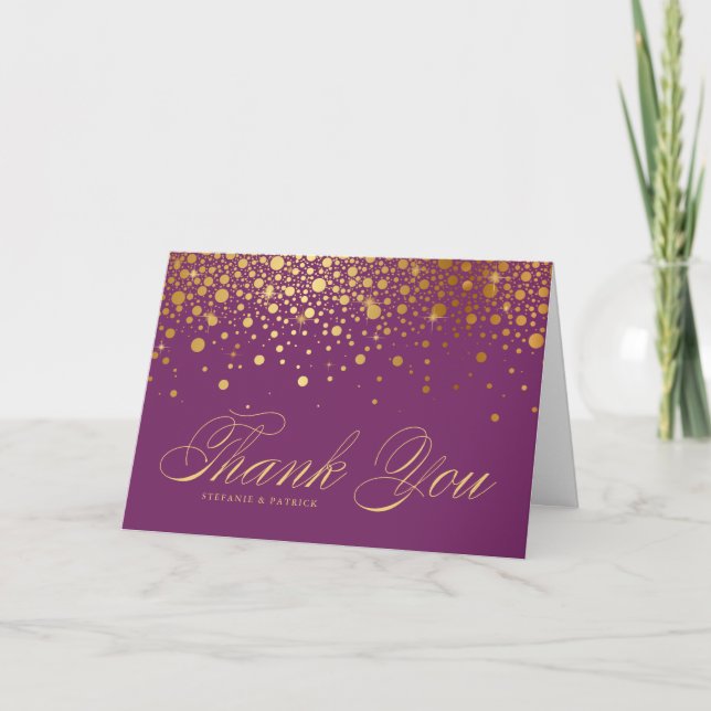 Tarjeta de agradecimiento con confeti de puntos de (Anverso)