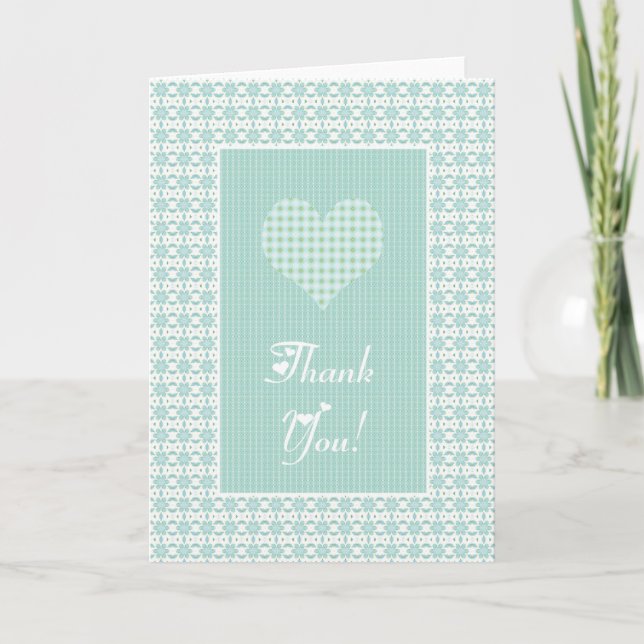 Tarjeta de agradecimiento con corazones azul pálid (Anverso)