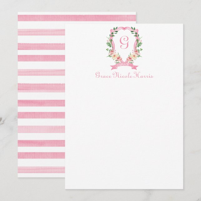 Tarjeta de agradecimiento con cresta monogramada f (Anverso / Reverso)