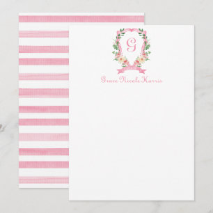 Tarjeta de agradecimiento con cresta monogramada f