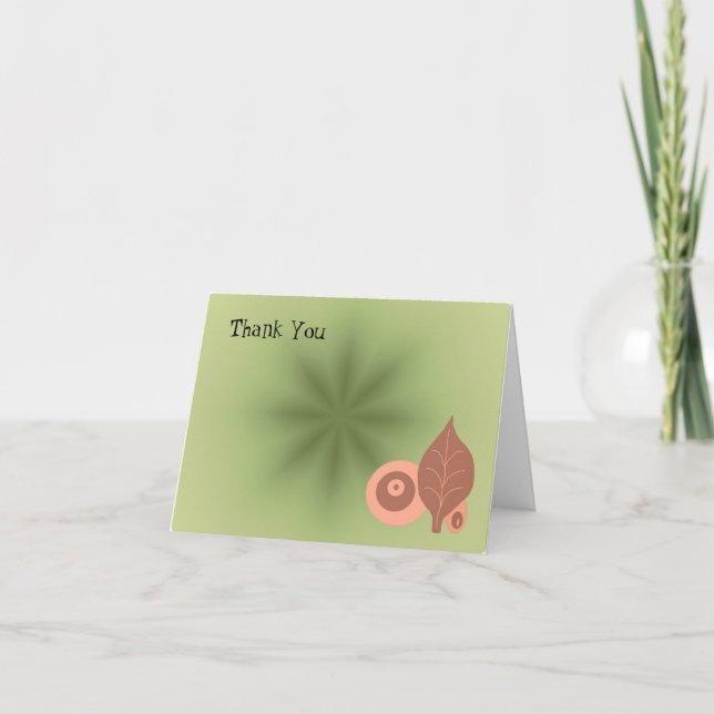 Tarjeta de agradecimiento con diseño de hoja abstr (Anverso)