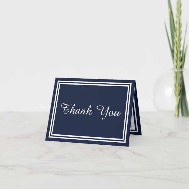 Tarjeta de agradecimiento con doble ribete navy (Anverso)