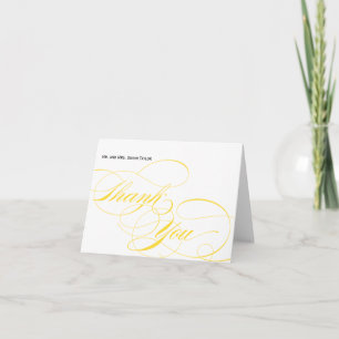 Tarjeta de agradecimiento con elegante letra manus